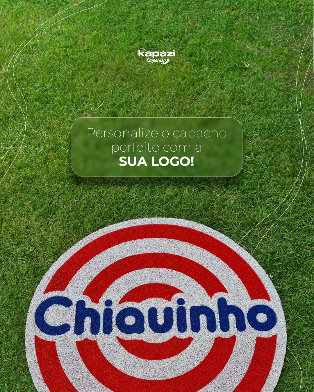 Capacho personalizado sobre a grama